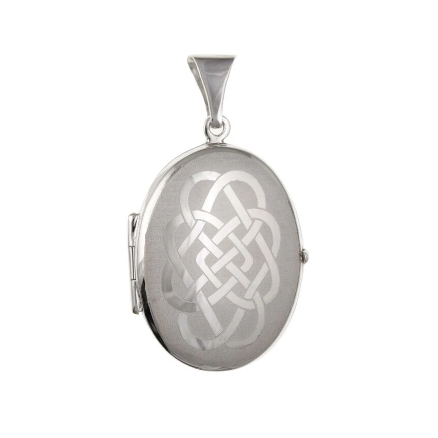 NEW Large Celtic Engraved Oval Locket & 16" Chain 925 Sterling Silver 30 x 20mm - Image 1 of 4