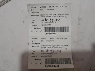 Compresor de aire acondicionado usado se adapta a: GMC Yukon XL 1500 2011 sin opción híbrida con AC Gra trasero Foto 1 de 4