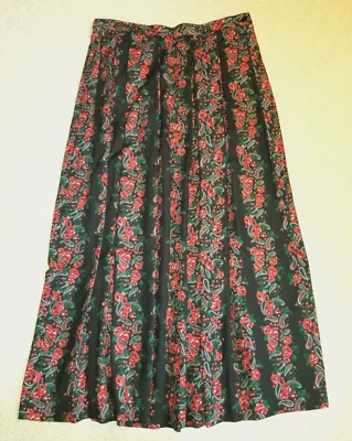 Falda de mujer vintage años 80/90-SUSAN BRISTOL-rojo/negro floral maxi Cottagecore-S Foto 1 de 4