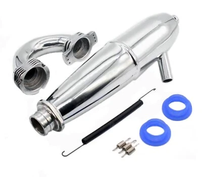 81084 1/8 Aluminum Metal Exhaust Muffler Pipe / Spring For 1:8 HSP Nitro RC car - Image 1 of 4
