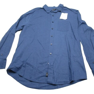 Camisa Onia Mezcla de Lino Para Hombres Grande Azul Bolsillo Manga Larga Abotonada Informal NUEVA Foto 1 de 4