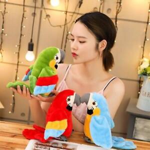 Talking Stuffed Parrot Repeats What You Say Plush Animal Electronic Bird K5Q9