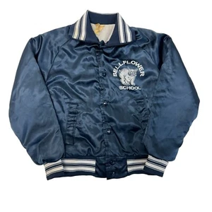 Vintage 80s Bellflower Elementary School Children’s Satin Varsity Jacket 10/12 - Picture 1 of 11