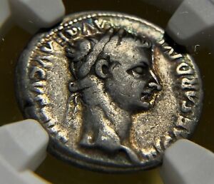 Tiberius Silver Denarius -  Tr18uTe Penny Biblical Coin - NGC Ch F