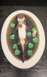 Adorable Vintage River Otter Figurine In Water - Picture 1 of 10