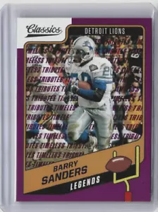 Barry Sanders 2021 Panini Classics TIMELESS TRIBUTES PÚRPURA 29/50 Leones #107 - Imagen 1 de 2