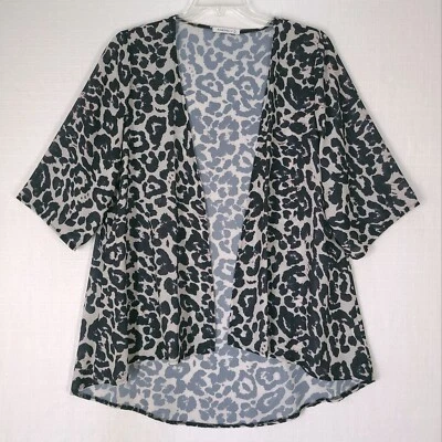 Cárdigan para mujer Pink Milly grande negro blanco leopardo manga 3/4 cubierta Foto 1 de 4