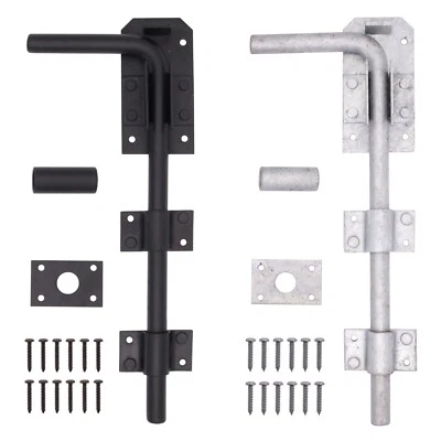 Gate Garage Drop Bolt Heavy Duty 12"/18" Drop Down Bolts - Galvanised / Black - Image 1 of 4