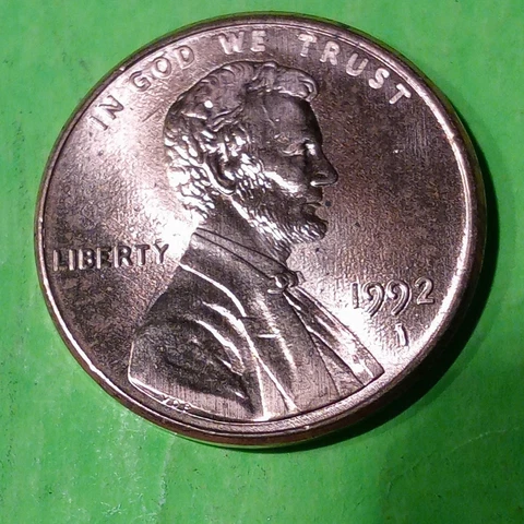 1992- BU-LINCOLN PENNY 1992-I MINTMARK ERROR. Gorgeous deep red "RARE" Cover