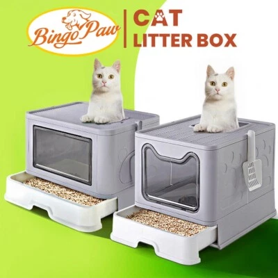 BINGOPAW Katzentoilette XXL Katzenklo Jumbo Hauben Toilette WC mit Streuschaufel Sieb NEU