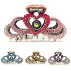 New Fancy Rhinestones big heart design high quality metal Large Hair Claws Clip