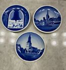 3 Royal Copenhagen Denmark Blue Decorative Butter Pats, Marked As Shown, EXC