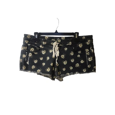 Shorts jeans DaKine Havaí floral de renda amarrar tamanho 11 azul marinho cintura baixa bainha crua - Imagem 1 de 4