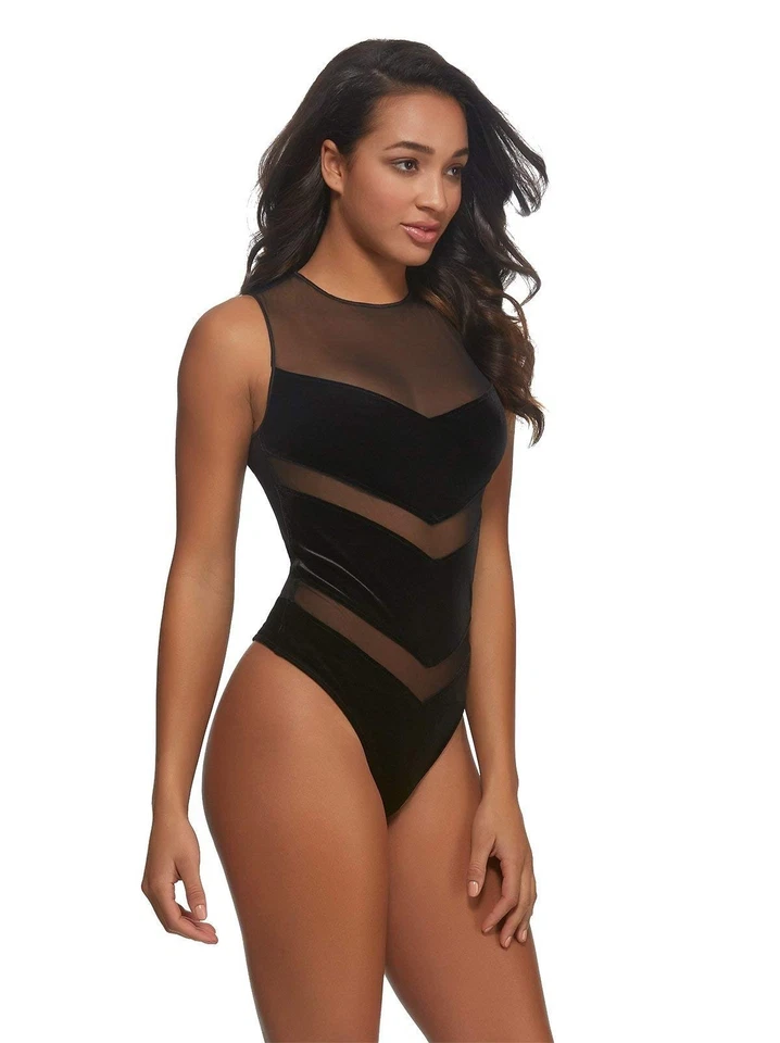 Body Felina Jezebel Mujer Marabelle Malla y Terciopelo Negro Talla L Foto 1 de 1