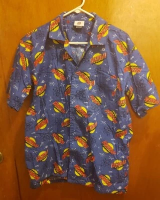 LARGE The Big Bang Theory Bazinga! Blue Red Yellow Black Atomic Adult Camp Shirt - Image 1 of 4