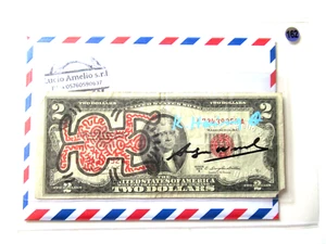 A. WARHOL/K. HARING: 2 Dollar ORIGINAL SIGNIERT, SKIZZIERT, BEARBEITET, von 1977 - Bild 1 von 6