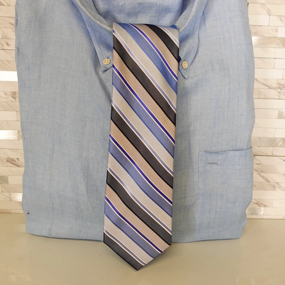 Corbata tejida de diseñador de regimiento azul PERRY ELLIS PORTAFOLIO Repp a rayas para hombre Foto 1 de 4