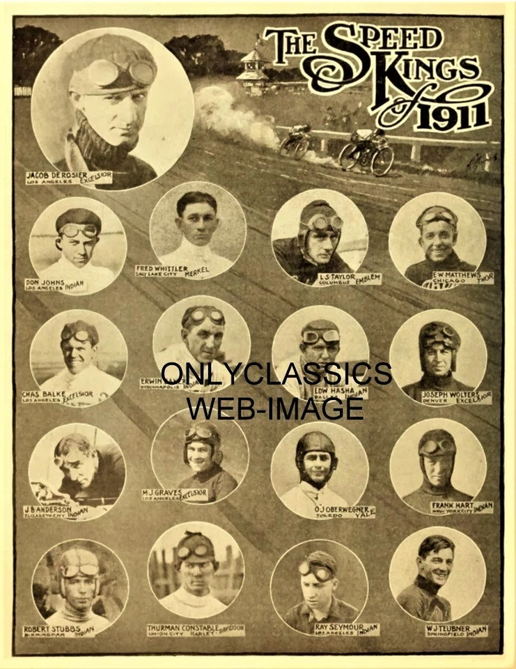 Póster Speed Kings Motorcycle Racers 1911 8,5x11 Indian, Yale, Merkel, Excelsior Foto 1 de 1