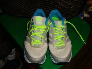 Nike Running Shoes Womens Sz 11 White Blue Gray Neon Sneakers 649845-174 - Picture 1 of 6