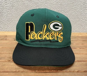 Cappello vintage Green Bay Packers giovani bambini verde nero berretto snapback NFL anni 90 Y2K - Foto 1 di 9