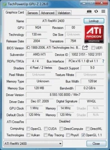 ATi FireMV 2400 256MB 128Bit DDR PCI-E x1 Quad-DVI Professional Graphics Card - Picture 1 of 5