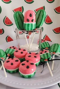 Cool Summer Watermelon Faux/ Fake, Cake Pop (Pair) or Macarons  Faux Food. Bake - Picture 1 of 20