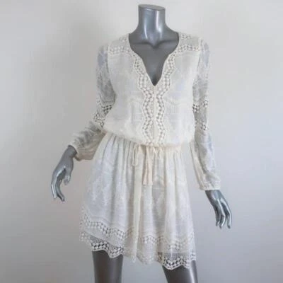 Vestido Joie Crema Amarga Bordado Seda y Encaje Talla Pequeña Blusa Mini Foto 1 de 4