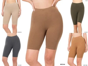 Women's Premium Cotton Bike Biker Shorts Soft Stretch Leggings Cycling Workout - Picture 1 of 7