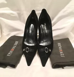 New, Black “Bruno Magli”shoes in suede, size 40, heels 7cm, Italy - Picture 1 of 9