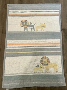 Pottery Barn Baby Toddler Crib Quilt 32”X48” Organic Cotton Little Lion - Picture 1 of 11