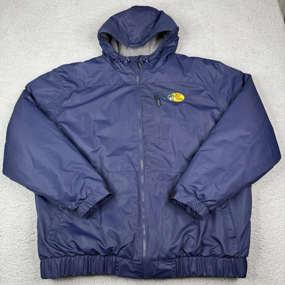 Bass Pro Shops Jacket Mens XL Navy Thermolite Hooded Fleece Lined Winter Coat - Image 1 of 4