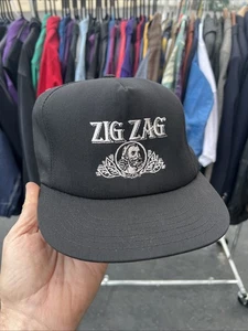 NOS Vintage Zick-Zack Hat Cigarette Trucker Hat Black SnapBack Cap Made In USA - Bild 1 von 10