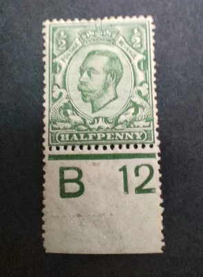 GB KGV 1912 1/2d Verde. SG344. Control B12. Montado como nuevo. Foto 1 de 3