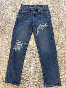 AMERICAN EAGLE Stretch Jeans Women Size 2 Short 90s Distress Blue - Picture 1 of 5