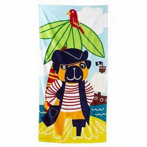 Jumping Beans Pirate Pug Dog Plush Cotton Velour Beach Towel 30x60 - Picture 1 of 1
