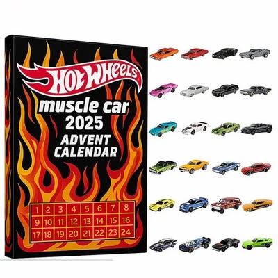 Hot Wheels Muscle Toy Car 2025 Advent Calendar 24 days Toy Car UK - Image 1 of 4