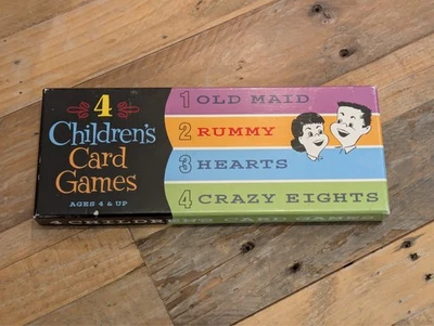 4 Children's Card Games Vintage Set - Old Maid, Rummy, Hearts, Crazy Eights - Image 1 of 3