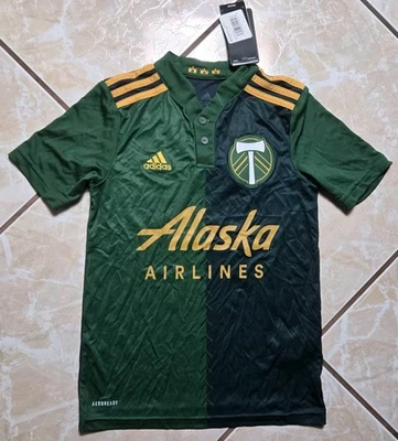 Nueva con etiquetas Adidas 21/22 Portland Timbers Green Home MLS Camiseta de fútbol juvenil niños pequeños Foto 1 de 4