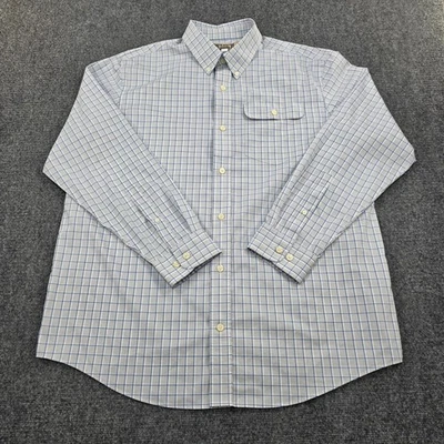 Camisa Duluth Trading Co Para Hombres L Azul A Cuadros Manga Larga Calce Relajado Con Botones Foto 1 de 4