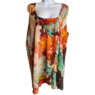 Calvin Klein Womens Tunic Top Est Sz 2X Modern Abstract Floral Print Flowy Boho - Image 1 of 4