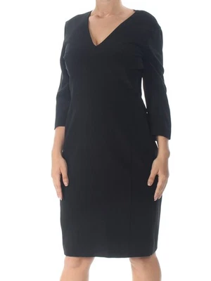 Vestido recto NARCISO RODRIGUEZ para mujer negro manga larga cuello en V hasta la rodilla 18 Foto 1 de 4