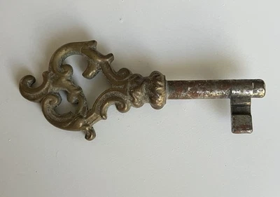 cle ancienne acier et laiton tige pleine - Photo 1/4