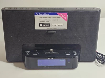 Sony ICF-DS15iPN iPhone iPod Dock FM Radio Alarm Clock Tested Working Remote - Image 1 of 4