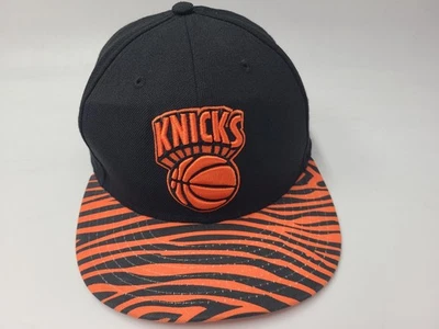 New York Knicks New Era 59Fifty Zebra Brim Fitted 7 3/8 Hat Cap NBA Black Orange - Image 1 of 4