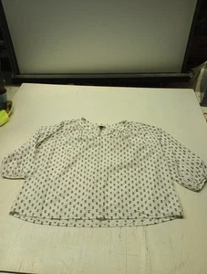 Womens Universal Thread White Blue Floral 3/4 Sleeve Shirt Large  - Picture 1 of 5