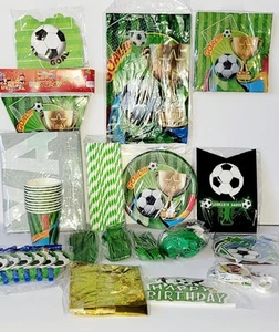 Juego de vajilla de suministros de fiesta de fútbol decoraciones de fiesta de cumpleaños, 182 piezas - Imagen 1 de 10