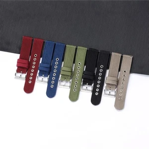 18mm 20mm 22mm Canvas Strap Breathable Sport Watchband Rivets Nylon Watch Band - Picture 1 of 24