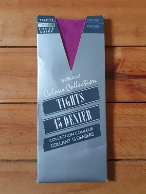 Vintage St Michael M&S Sheer Nylon Tights 1980s - One Size Orchid - Image 1 of 2
