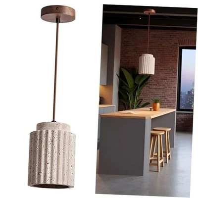 4,5 pulgadas cilíndrico pulido a mano 4 lb. Lámpara colgante de piedra natural, madera maciza  Foto 1 de 4