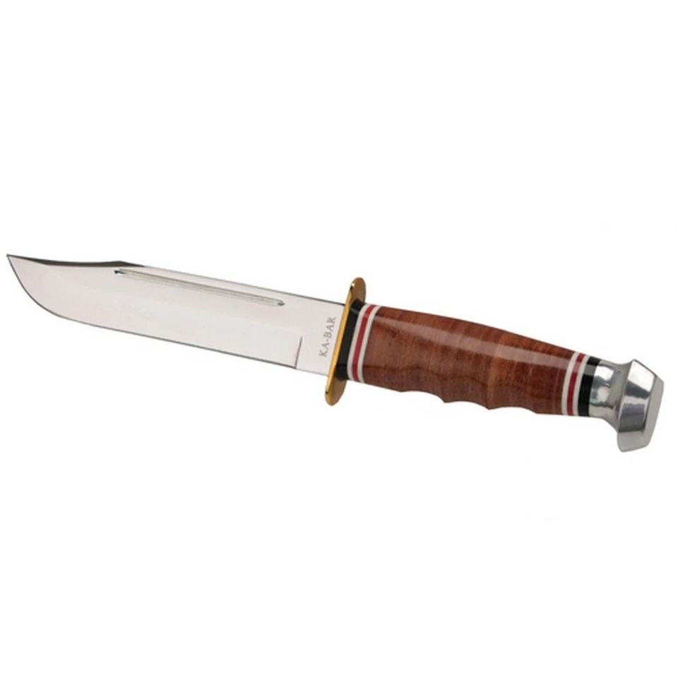 Cuchillo fijo Ka-Bar Marine Hunter 5,87" hoja de acero inoxidable mango de cuero-1235 Foto 1 de 1